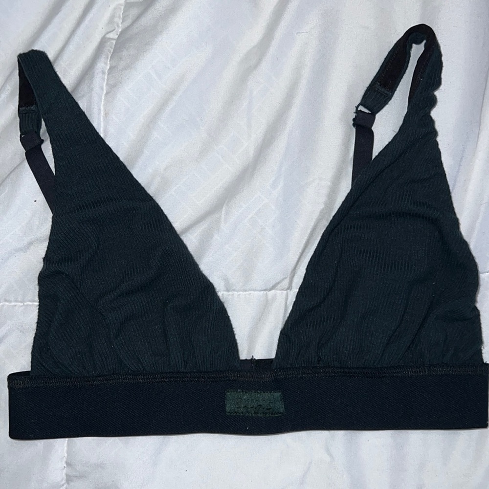 Skims Forrest Green Cotton Plunge Bralette